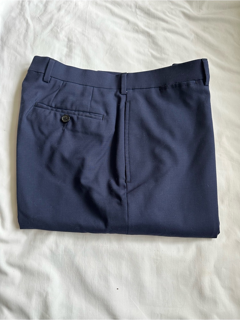 Ralph Lauren Men’s Navy Flat-Front Slim Fit Dress Pants 100% Wool 34x32